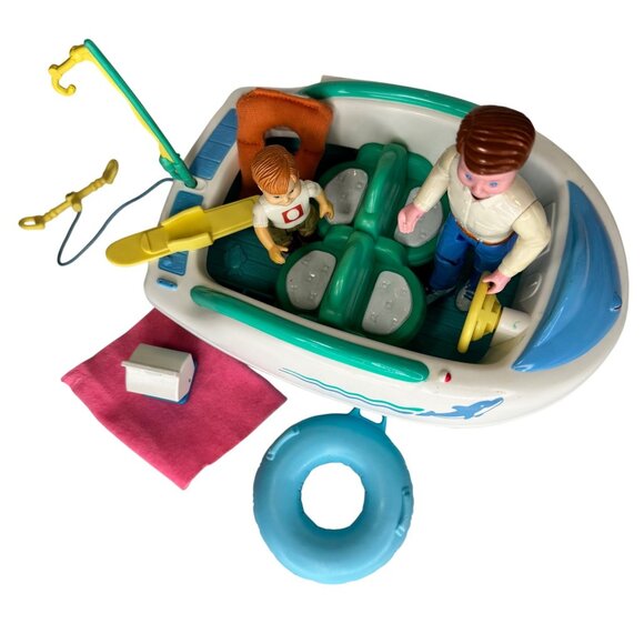 Fisher-Price 1997 Plastic Toy Speed Boat Playset Accessories & Figures Vintage - Picture 8 of 16